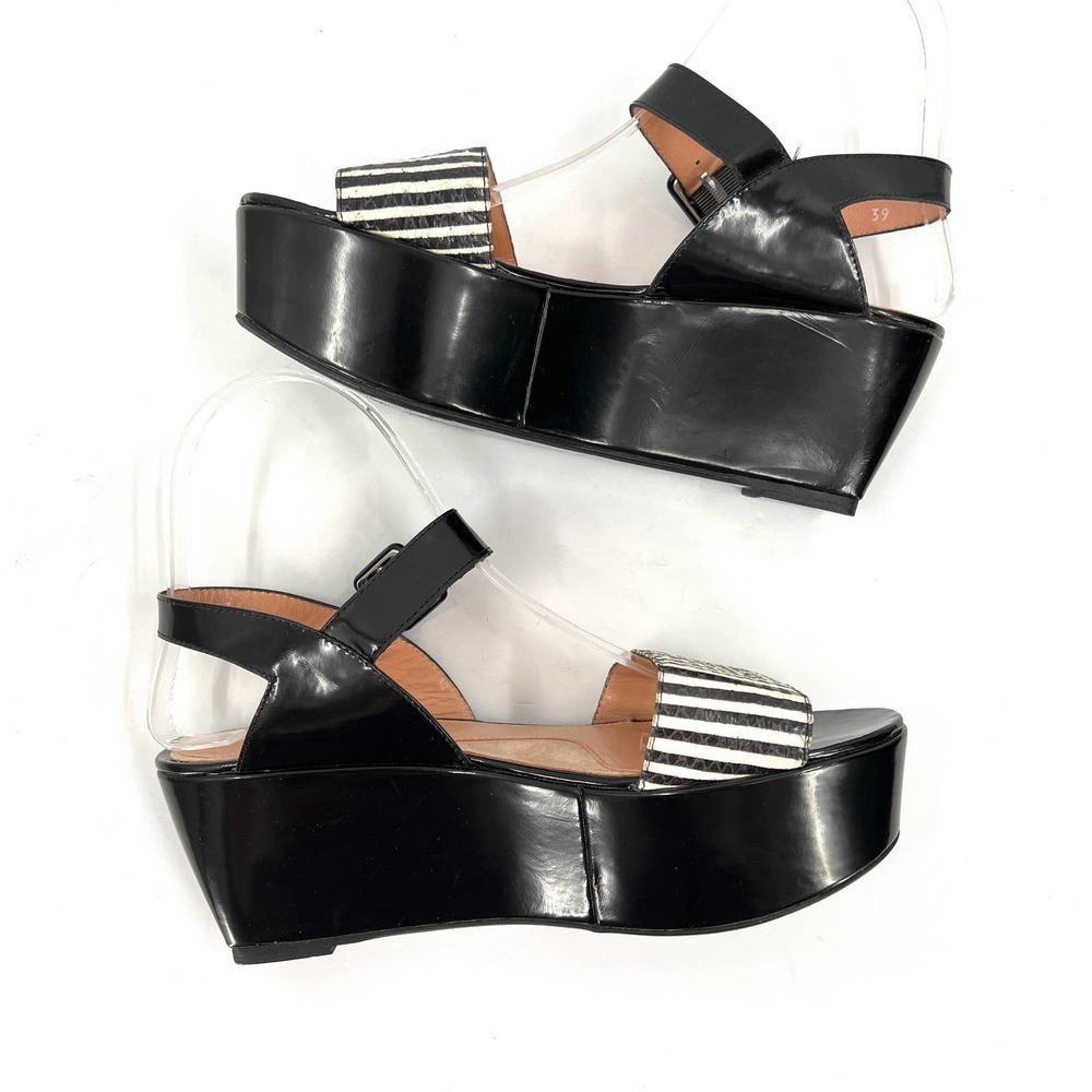 ROBERT CLERGERIE Shoes Womens 39 Black Cream Platform Flatform Chunky Sandal - Picture 6 of 10